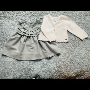 MEBI Gray/Blue Linen Dress w/ Mayoral Sweater